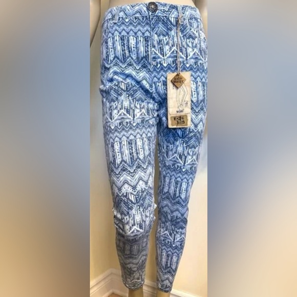DESIGUAL blue and white printed jeans size EU38/US 6 - Picture 5 of 11